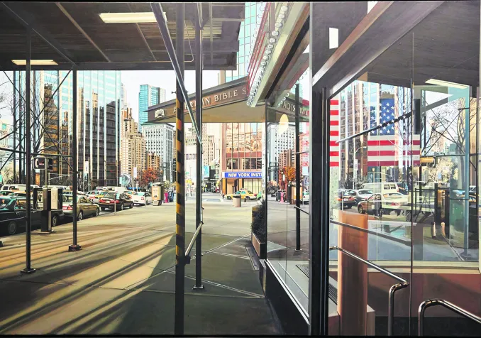 Broadway Looking Towards, peinture de Richard Estes, 2001, musée d'Antioquia, Medellin. © Alamy