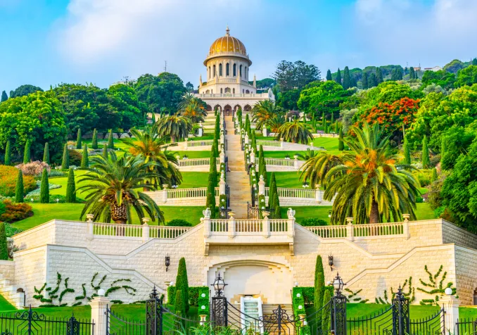 Les jardins au temple Bahaï de Haïfa en Israël. ©iStock