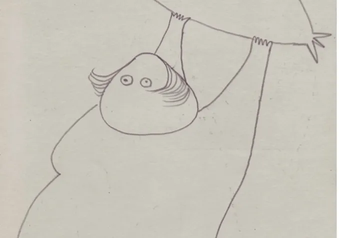 Friedrich Dürrenmatt, Femme brandissant une bombe, 1962, crayon sur papier, 23.9 x 20.1 cm, collection Urs Schwarz © Centre Dürrenmatt Neuchâtel/Confédération suisse