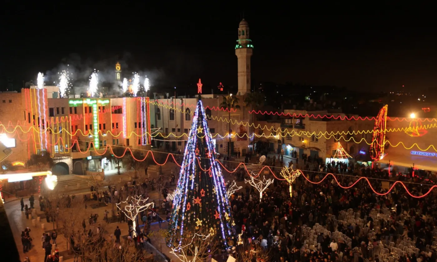 La Place de la Mangeoire, à Bethléem, lors des célébrations de Noël en 2011. Keystone / Abed Al Hashlamoun