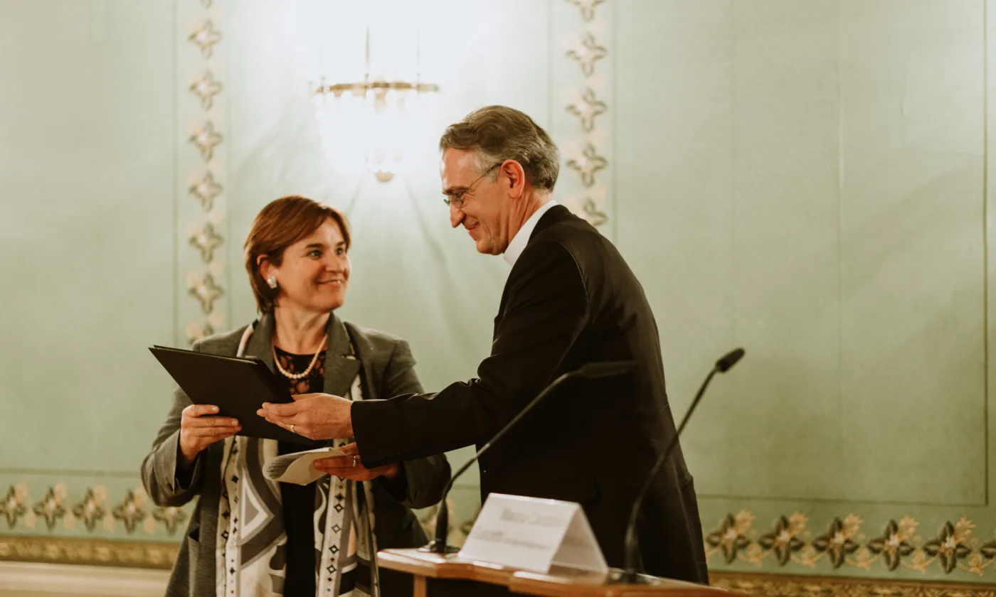 Marina Carbonio Guscetti, vice-présidente du Conseil national et Harald Rein, président du Conseil suisse des religions.