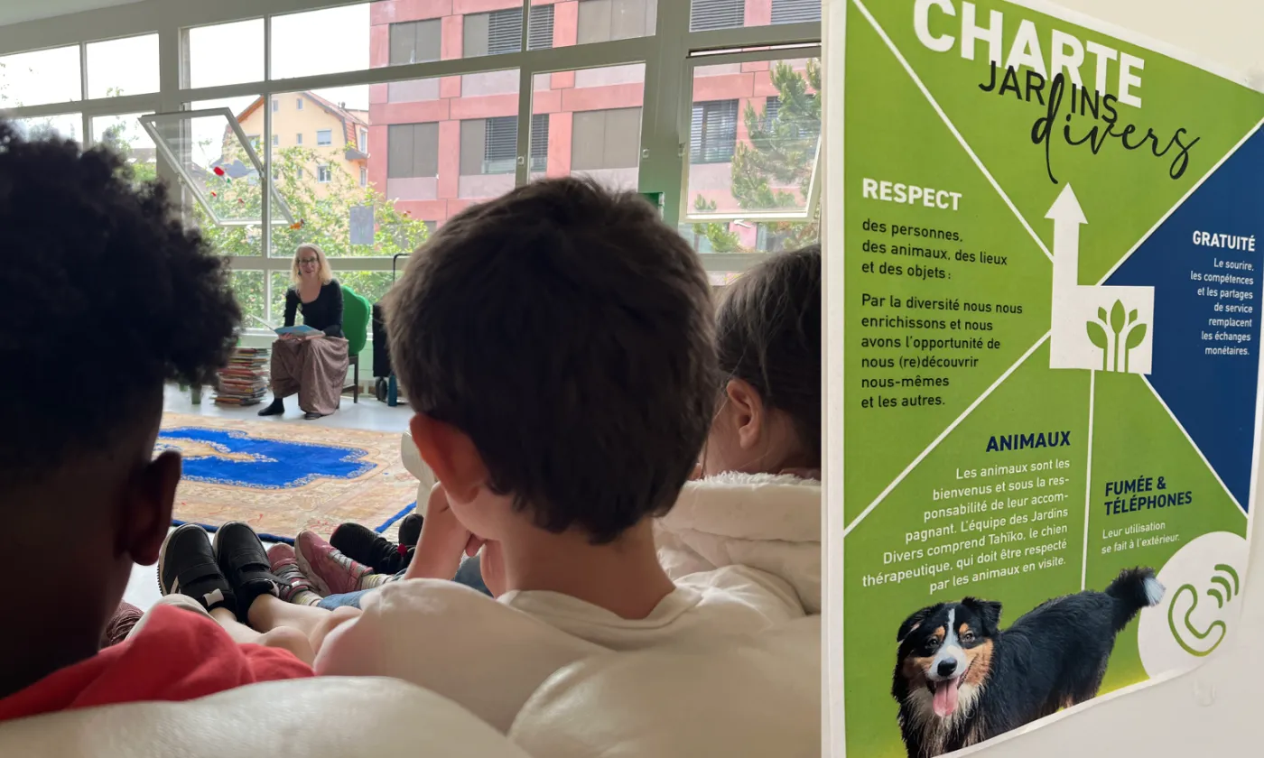 Pendant la lecture des contes / La charte de Jardins Divers ©Camille Andres