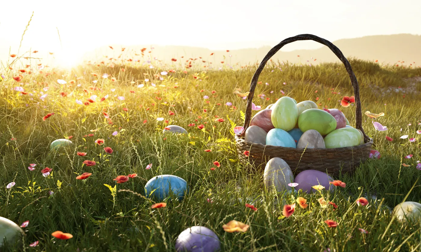 Chocolat, chasse aux œufs, espoir et joie.  © Adobe stock