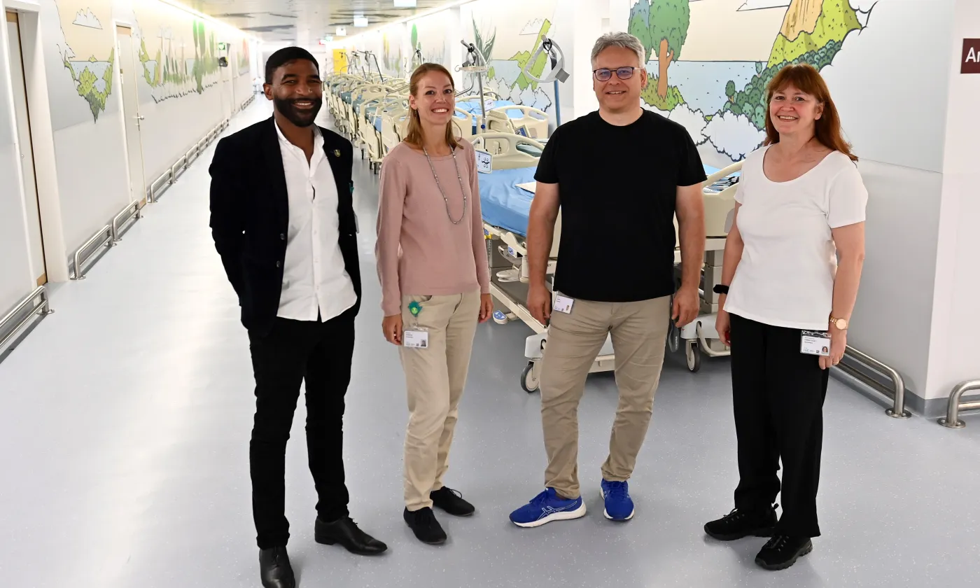 De gauche à droite : Jérémy Dunon, Nathalie Schopfer, Peter Cizniar et Anne-Laurence Cornaz Gudet font partie de l’aumônerie protestante des HUG. © Alain Grosclaude