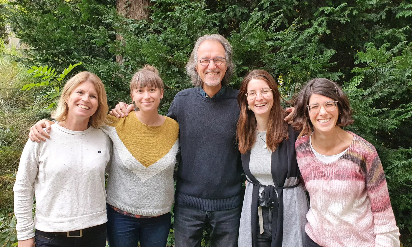 L’équipe du Laboratoire de transition intérieure: Dorothée Thévenaz Gygax, Natacha Forte, Michel Maxime Egger, Alexia Rossé, Hélène Bourban © PPP