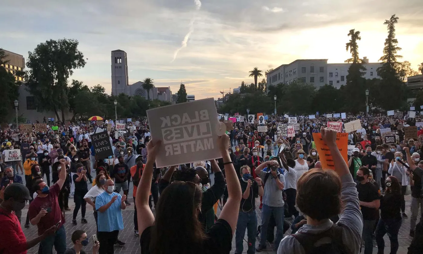 ©RNS/Alejandra Molina Des manifestants à Pasadena