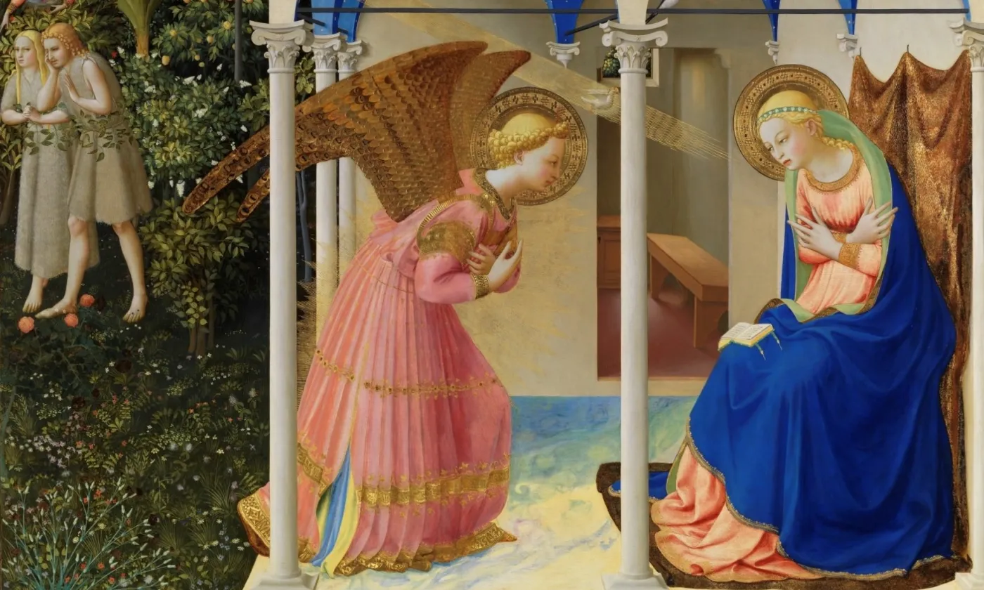 Fra Angelico, «L’Annonciation» (musée du Prado, Madrid).  © Marcos Amigo, CC BY-SA 4.0, via Wikimedia Commons