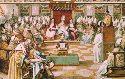 Tableau de Cesar Nebbia (vers 1560). Ouverture du concile de Nicée. L’empereur Constantin est au premier plan. / ©Libre de droits